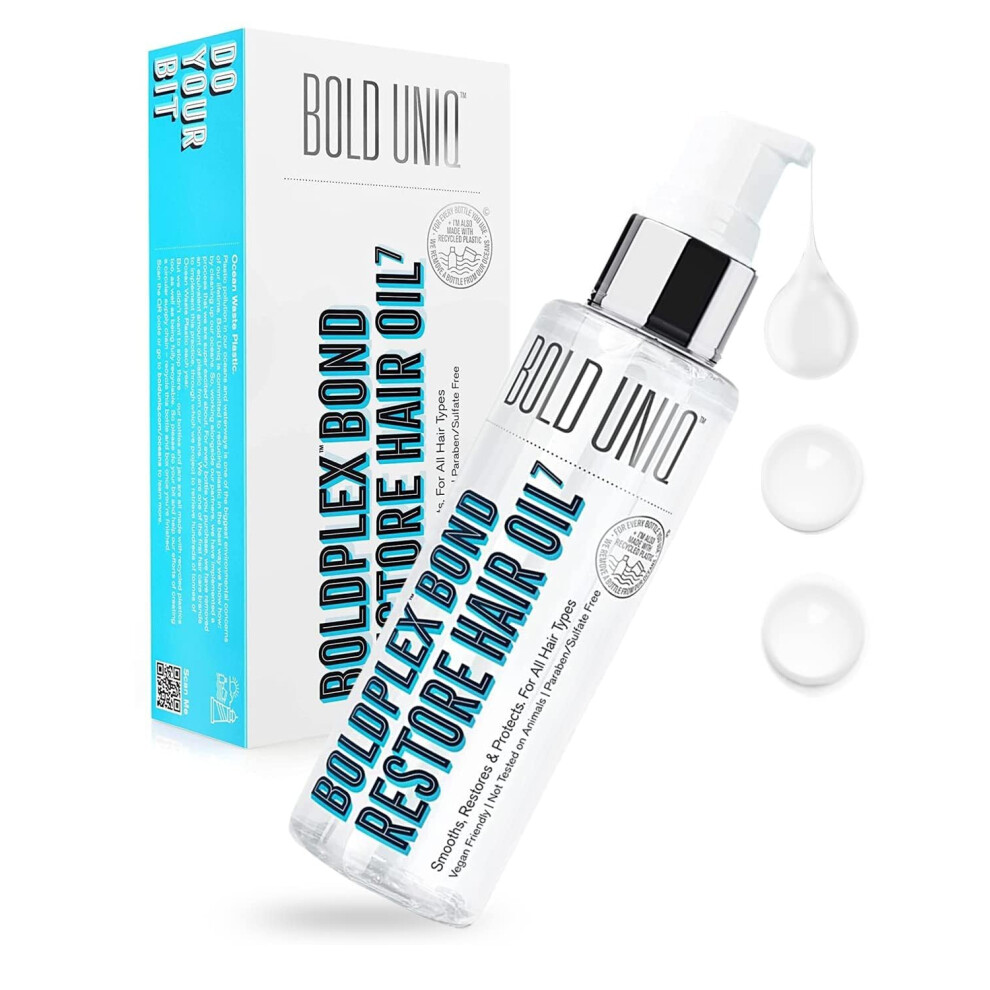Bold Uniq Boldplex 7 Hair Oil For Dry & Damaged Hair - Adds Shine, Strengthens, Smooths Split Ends & Frizz, Moisturises & Nourishes. Weightless Hair Treatment