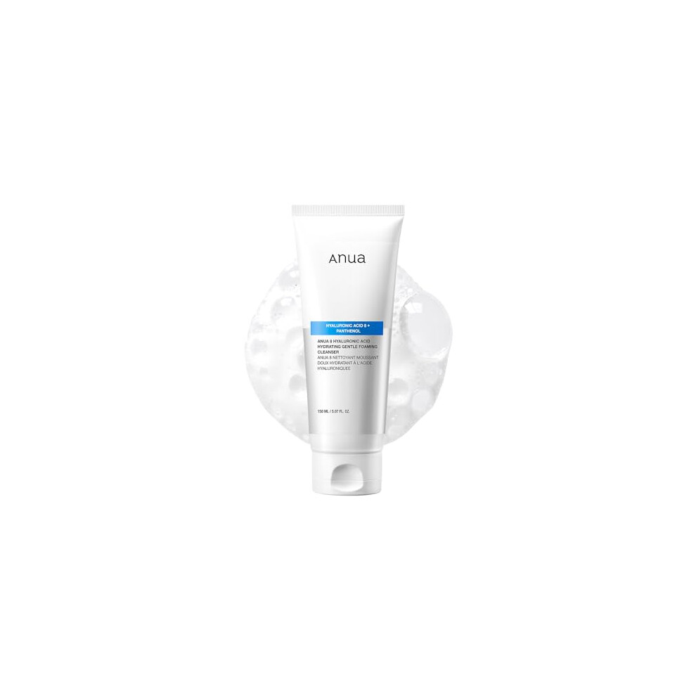 Anua Hydrating Gentle Foaming Cleanser, Hyaluronic Acid, Glycerin, Zinc Pca, Panthenol, Korean Face Wash For Dry Skin, For Double Cleansing, Korean