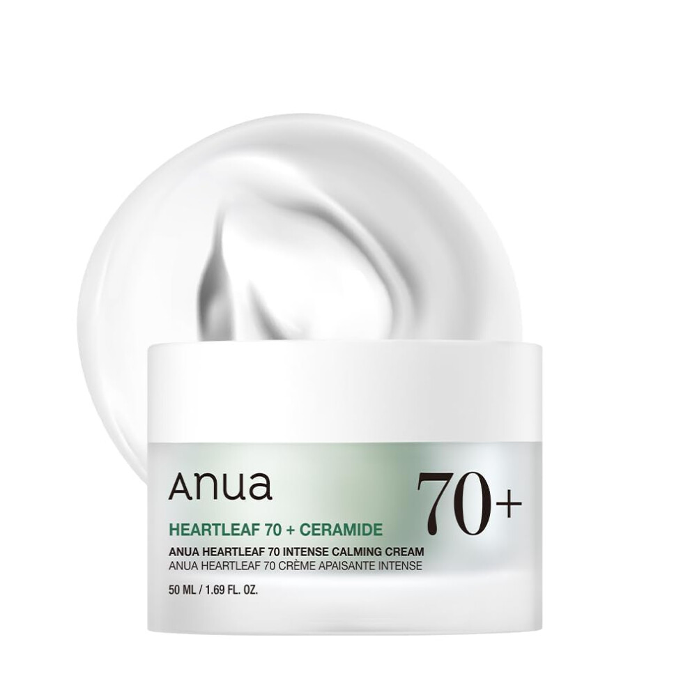 Anua Cream Heartleaf 70 Intense Calming With Ceramide, Panthenol, Heartleaf Extract, Korean Skincare, 50Ml /1.69 Fl.oz