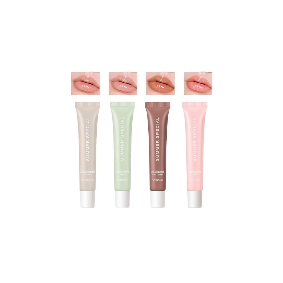Summer Special 4Pcs Lip Butter Balm, Instant Lip Mask Hydrating And Nourishing Lip Gloss, Not Sticky Perfect Shine Lip Care Oil, Moisture Lip Balm For