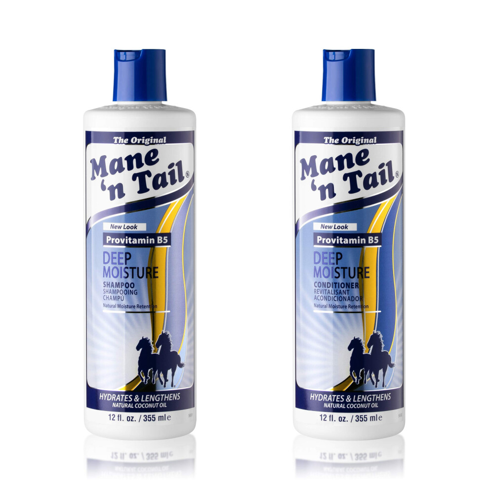 Mane 'N Tail Deep Moisture Retention Treatment Shampoo & Conditioner Twin Pack, Hydrates And Lengthens, Provitamin B5, 355 Ml (Pack Of 1)
