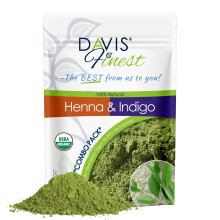 Davis Finest Indigo Henna Hair Dye 200g, Combo Pack, Organic, 100g Henna & 100g Indigo, Natural Hair Colour Beard Dye, PPD-Free, Vegan