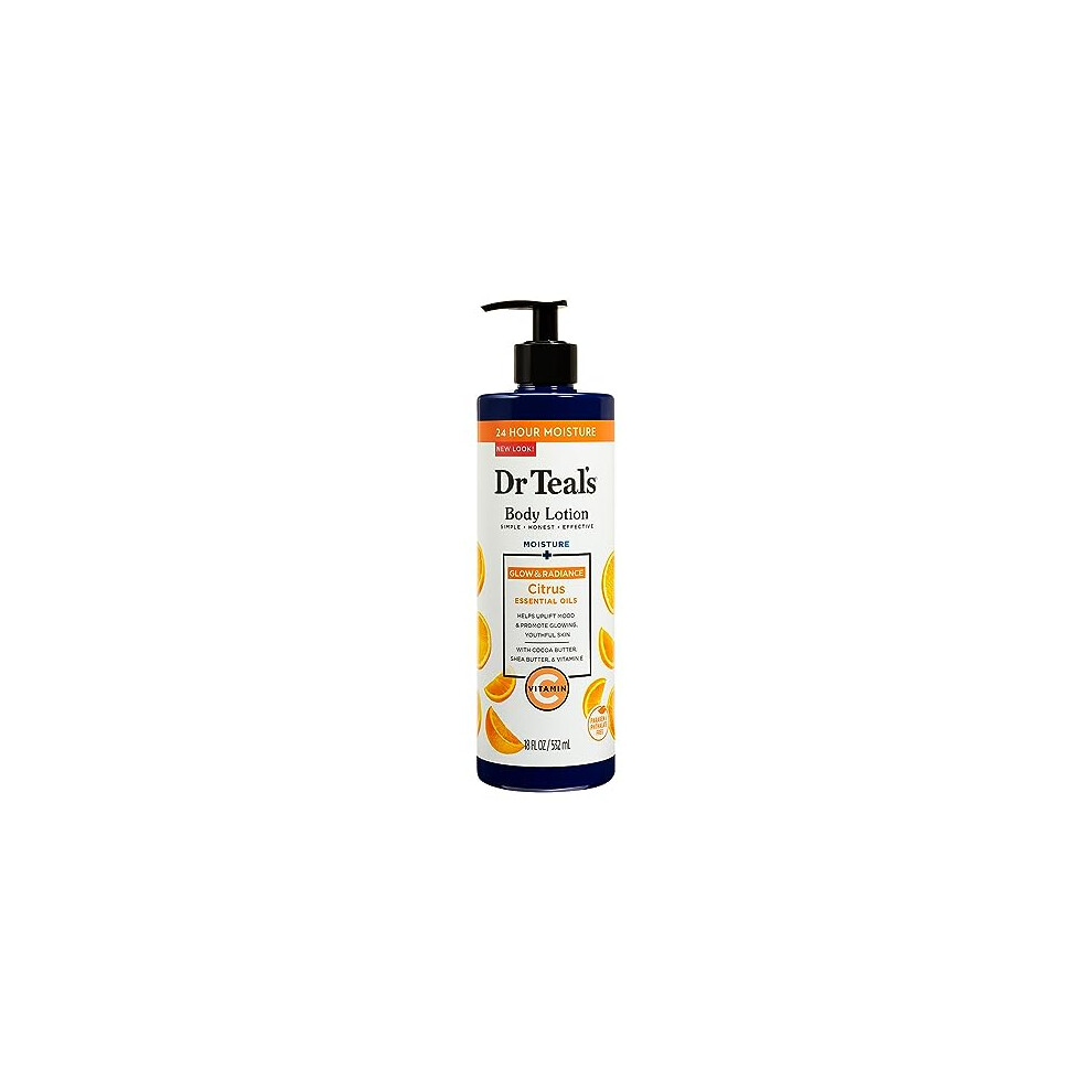 Dr Teal's Moisture Glow & Radiant Body Lotion With Vitamin C & Citrus Oil, 18 Fl Oz