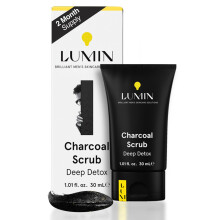 Lumin - Charcoal Scrub Deep Detox for Men - Face Cleanser for Men, Pre Shave Scrub, A charcoal face exfoliator that refreshes & rejuvenates the skin,