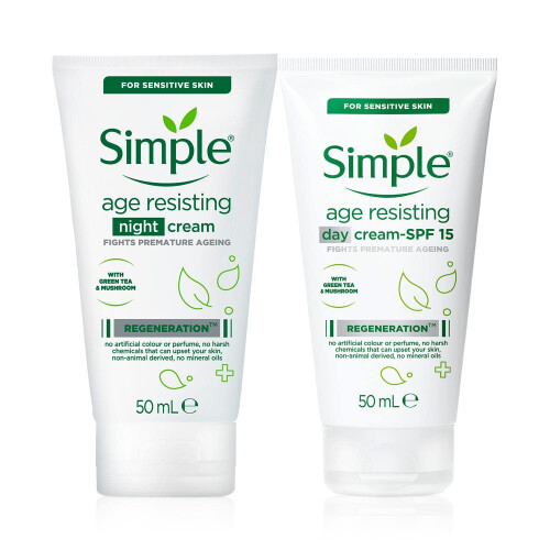 Simple Simple Age Resisting Day Cream SPF15 50ml and Night Cream 50ml (Bundle set)