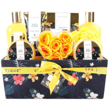 Spa Luxetique Spa Gift Set,Bath Sets for Women Gifts Men 12pcs Tahiti Island Relaxing Bath hamper Gifts Sets with Essential Oil,Body Butter,Bubble