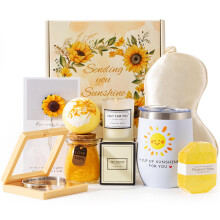 Pamper Gifts for Women,Sunflower Birthday Gifts for Her,Get Well Soon Gifts Hampers Pamper Box for Women,Self Care Package Relaxation Spa Bath Set
