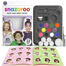 Snazaroo Ultimate Party Pack Face Paint Palette Kit for Kids and Adults, 8 Colours, 11pcs, Brush, Sponge, Guide, Water Based, Easily Washable,