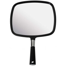 MIRRORVANA Large Hand Mirror with Comfy Handle - Big Handheld Mirror for Barber Shops, Hairdressing, Dental Offices, Home Self Hair Cutting and Make