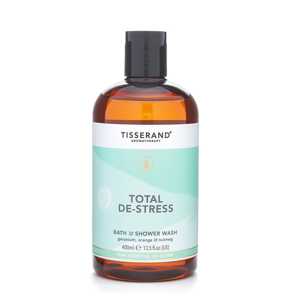 Tisserand Aromatherapy - Total De-Stress - Bath & Shower Wash - Orange, Geranium, Nutmeg Essential Oil - 100% Natural Pure Essential Oils - 400ml-image-OPC-PJ5M6QK-NEW