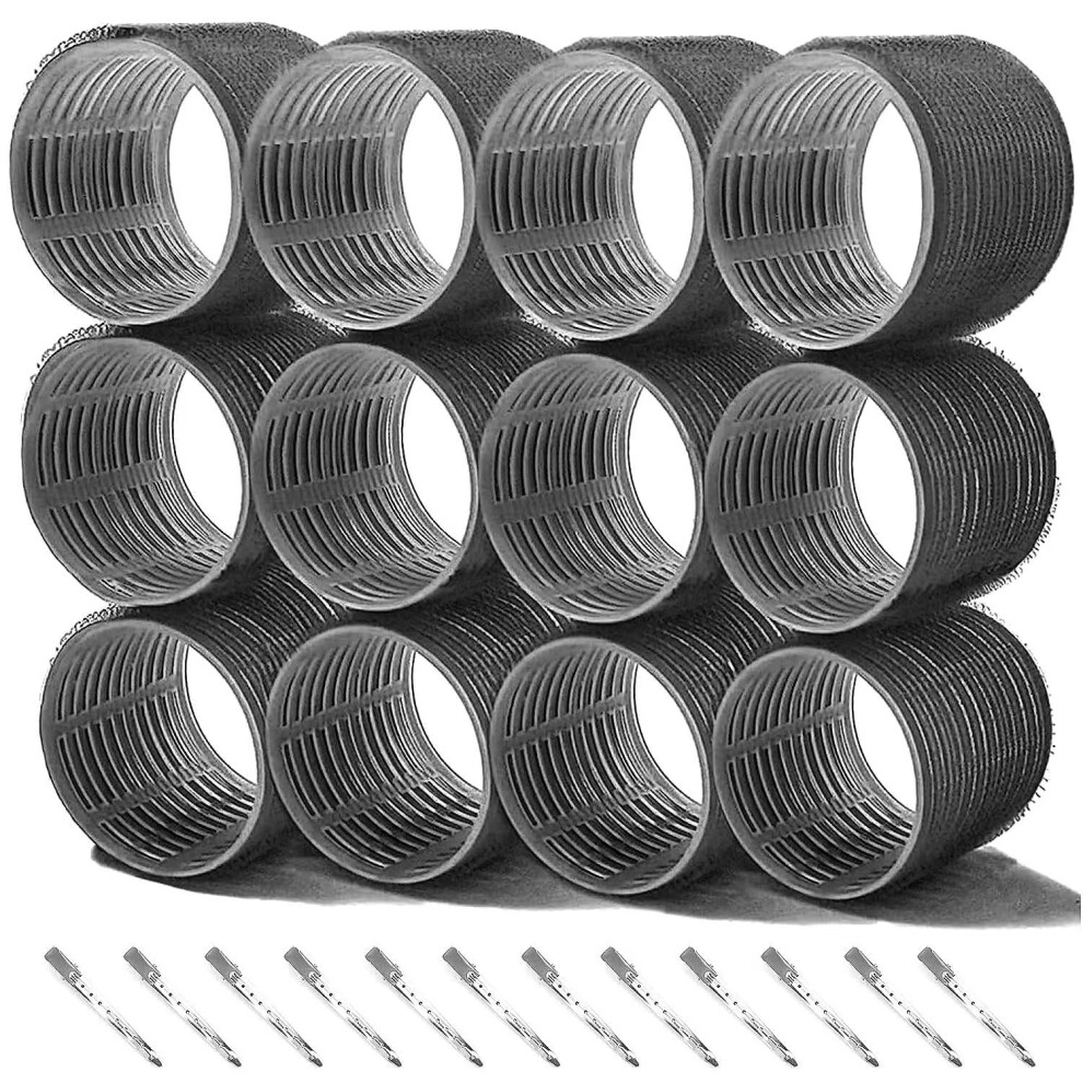 Gneufvie 24 Pcs Hair Rollers Set, Hair Curlers With 12 Pcs 64Mm Self Grip Jumbo Hair Rollers & 12Pcs Duckbill Clip, Salon Diy Hairdressing Curlers Hair Curlers