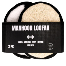 Rugged Natural Shower Loofah for Men - Tough Exfoliating Body Scrubbers, Durable & Gentle Terry Towel Cloth pad for Manly Skin Care - Lufas, Luffa,
