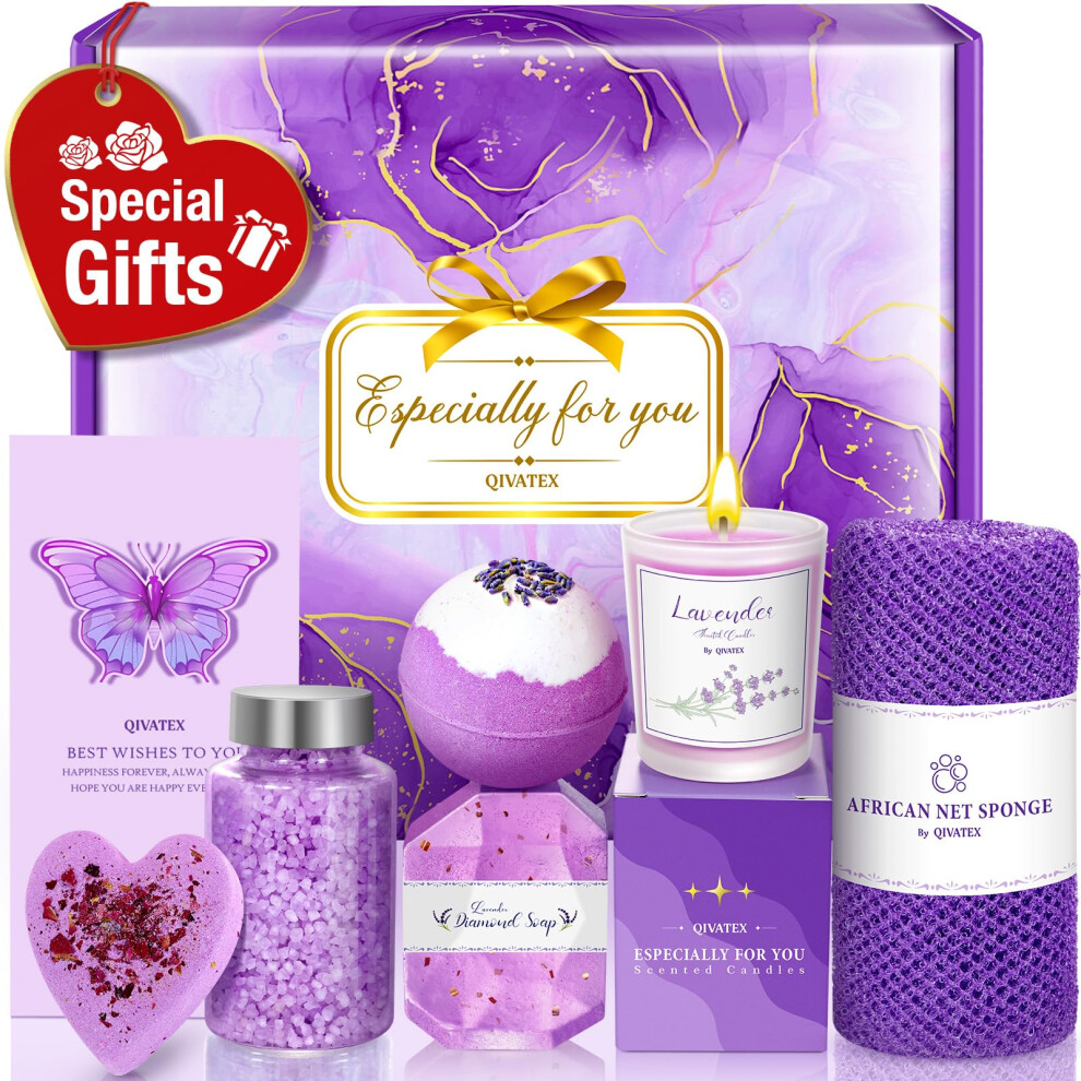 Qivatex Lavender Gifts For Women, Valentines Gifts For Her, Mum, Daughter, Wife, Girlfriend For Valentines, Mothers Day, Birthday Gifts- Bath Bombs
