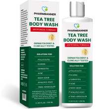 Tea Tree Body Wash Antifungal: Folliculitis Treatment for Dermatitis-Prone Skin, Face & Body Acne, Jock Itch, Athlete?s Foot, Ringworm, Tinea