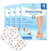 Plantifique Hydrating Foot Mask Socks ? 4 Pairs with Shea Butter for Soft Heels, Deep Moisturizing & Repairing Dry, Rough Skin ? Korean Skincare &
