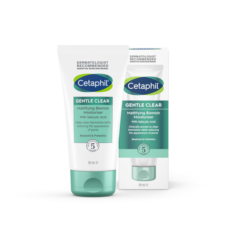 Cetaphil Cream Gentle Clear Mattifying Blemish Face Moisturiser, Face Hydrates Skin And Clears Breakouts, With Salicylic Acid For Sensitive Skin