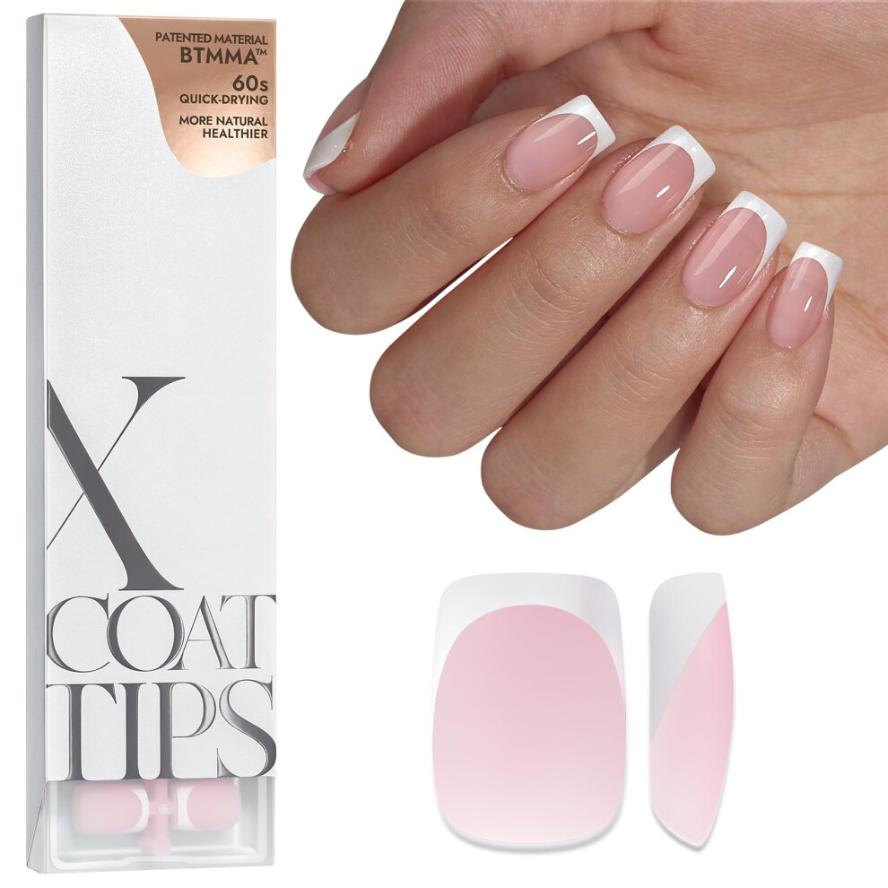 Btartbox Pink Press On Nails Short - 160Pcs Xcoattips French Tip False Nails, Soak Off Square Nail Tips, Soft Gel Nail Tips For Gel Extensions In 16