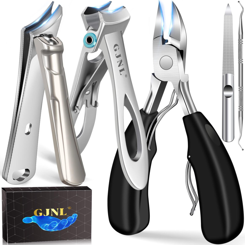 Gjnl Toenail Clippers For Seniors Thick Toenails, 16Mm/37Mm Wide Opening Heavy Duty Toe Nail Clippers For Men Thick Nails With Long Handle, 45 Degrees