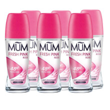 Mum Fresh Pink Rose Perfumed Roll On Deodorant, 48 Hours Plus Protection, Alcohol Free Womens Deodorant, Anti-Perspirant, Vegan, Sustainable Glass