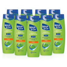 Wash & Go Sport 2 in 1 Shampoo & Conditioner, Men's Hair Shampoo, For All Hair Types, Bulk Pack x 9 bottles