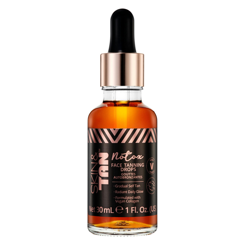 Skinny Tan Face Tan Notox Moisturising Face Tanning Drops - Gradual Fake Tan Face Serum With Vegan Collagen, Cruelty-Free, Paraben Free & Vegan