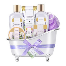 Spa Luxetique Pamper Gifts for Women, 8pcs Lavender Bath Set for Women Gifts, Spa Gifts Set with Bubble Bath, Body Lotion, Relaxing Gifts for Women,