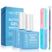 Gel Nail Polish Remover Kit, Gel Polish Remover with Nail Polish Peeler Scraper and Nail File Buffer, Easily Removes Gel Polish in 2-5 Minute