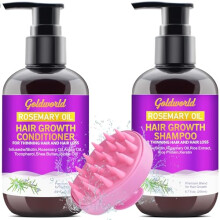 Sulphate Free Rosemary Oil Biotin Shampoo w/Scalp Massager & Argan Castor Oil Keratin Rice Water Conditioner Sets for Women's Hair Growth & Thickening