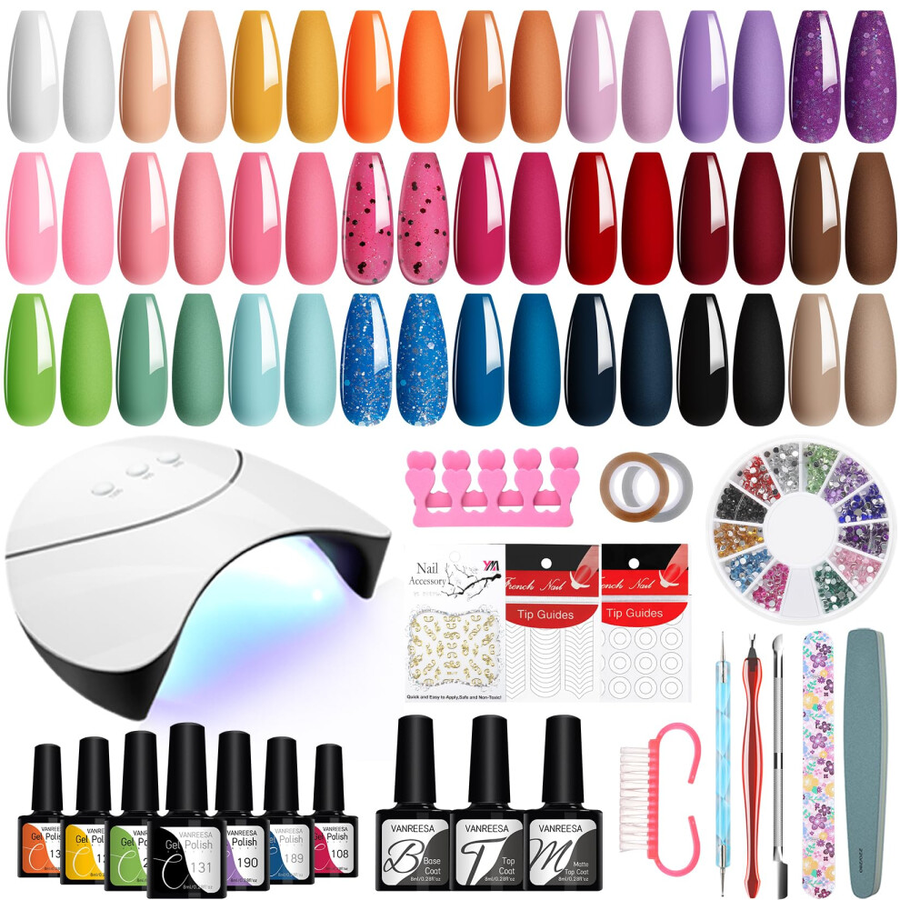 Photos - Manicure & Pedicure Tools VANREESA Gel Nail Polish Set with Lamp Starter Kit 24 Colours Gel Nail Kit with U V Light Red Pink Blue Gels Polish Set with
