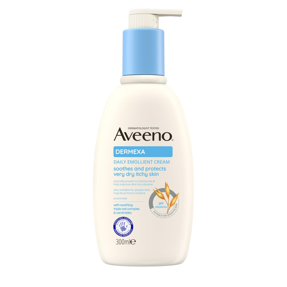 Aveeno Dermexa Daily Emollient (1X 300Ml), Emollient Enriched With Triple Oat Complex And Ceramides, Soothing Relief From Dry, Itchy Skin Cream