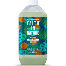 Faith In Nature Organic Coconut Body Wash, Uplifting Shower Gel, Vegan & Cruelty Free, No SLS or Parabens, 5L Refill Pack