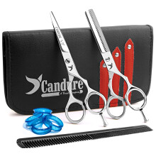 Candure Hairdressing Scissor Hairdresser thinning Scissor Set - 5.5 Inch Hair Cutting and Hair Scissor with Comb and Pouch - for Men, Women, Children
