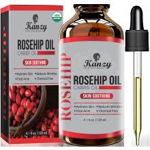 Kanzy Rosehip Oil for Face 120ml Rosehip Oil Organic Cold Pressed Rose Hip Oil for Face 100% Pure Vegan Cruelty Free for Skin, Hair, Nails, and Body