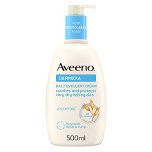 Aveeno Dermexa Daily Emollient Cream (1x 500ml), Emollient Cream Enriched with Triple Oat Complex and Ceramides for Sensitive Skin, Soothing Relief