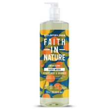 Faith In Nature 1L Natural Grapefruit & Orange Body Wash, Energising Shower Gel, Vegan and Cruelty Free, No SLS or Parabens, Family Size