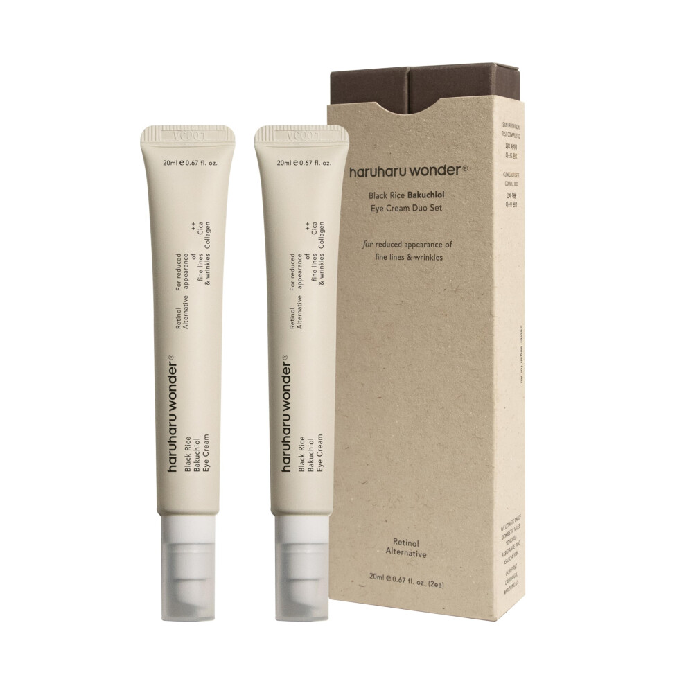 Haruharu Black/Cream Wonder Rice Bakuchiol Eye 0.67 Fl.oz / 20Ml | Natural Retinol Alternative | Cruelty Free (Pack Of 2)