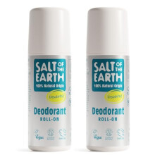 Salt of the Earth - 2 Pack Natural Roll On Deodorant Bundle (2 x 75ml) - Effective Protection, 100% Natural Origin Ingredients, Vegan & Fragrance Free