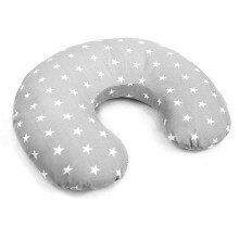 Babymam Breast Feeding Pillow Nursing Maternity Pregnancy Baby Cushion and Removable Cotton Cover Small White Stars with Grey