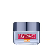 L?Or?al Paris Revitalift Filler Deep Replumping Anti-Ageing SPF50 Cream, UV Protection, Moisturising, Intensely Hydrates and Smooth Wrinkles with