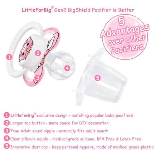 LittleForBig Bigshield Generation-II Adult Sized Printed Pacifier Baby Usagi Pattern 1