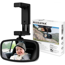 Car Mirror Baby Rear View, 360? Rotatable Rear View Mirror, Spring-Loaded Mounting, Glass Mirror, Car Seat Mirrorfor Rear Seat Safety (12.9 * 6.5cm)