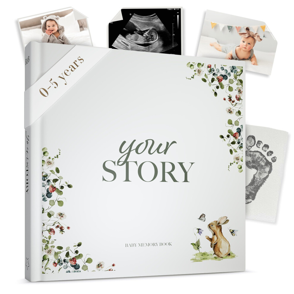 Bibi & Beau Baby Record Book & Scrapbook | Forest Edition | 132 Page Baby Memory Book & Photo Record Album Gift For Newborn Baby Boy & Girl, Great For