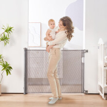 MAWR - Dual Installation Retractable Baby Stair Gate, 150cm Wide, 86cm Tall, Relocatable, Extendable, One-Hand Operation, Indoor/Outdoor, Baby and Pet