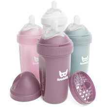 Herobility Double Anti-Colic Baby Bottles ? 8.5 fl oz/240ml ? 4-Pack ? Multicolor ? White, Gray, Pink, Hawthorn Rose