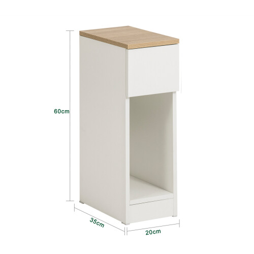SoBuy White Bedside Table with Drawer, 20cm Narrow 2