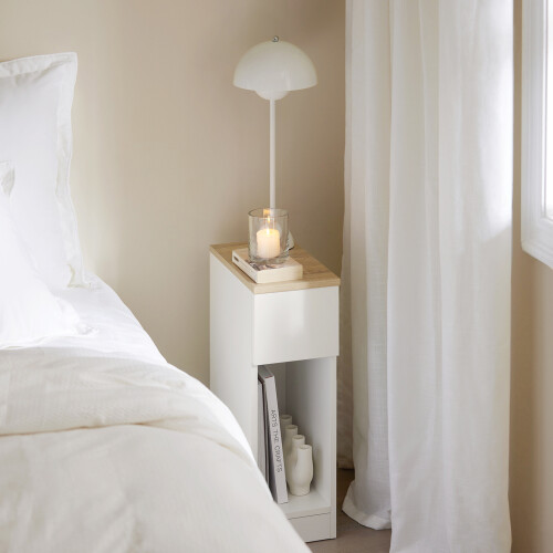 SoBuy White Bedside Table with Drawer, 20cm Narrow 1