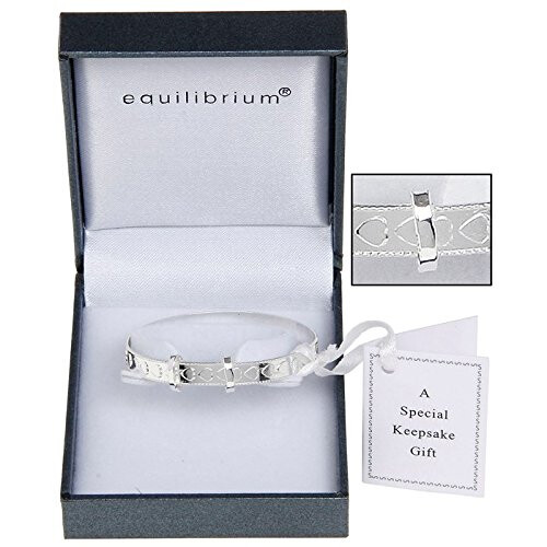 Equilibrium Silver Plated Christening Bangle 2