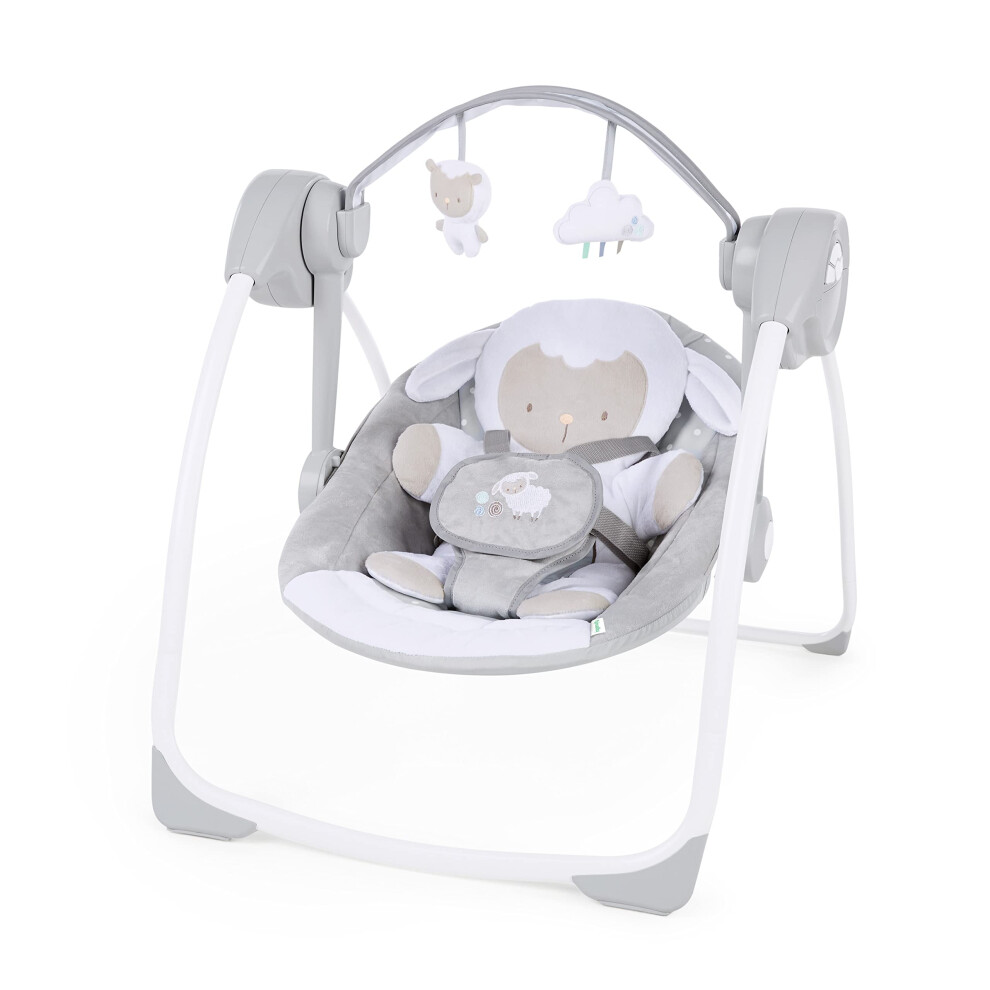 Comfort 2 Go Compact Portable 6-Speed Baby Swing With Music, Folds For Easy Travel - Cuddle Lamb, 0-9 Months Ingenuity