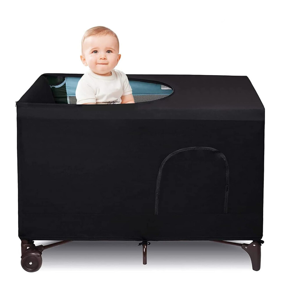 Pack N Play Out Canopy Cover Portable Travel Netting Crib Cover And Shade For Travel Cribs Indoor And Outdoor Children's Sleep Safety (Black) Black Funvalley Surperfect
