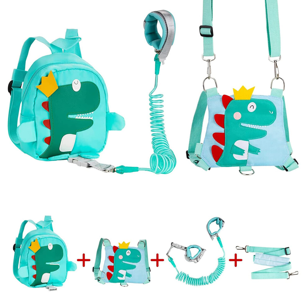 Baby Safety Harnesses, 4 In 1 Baby Walking Harness, 360?Rotate Anti Lost Wrist Link Belt, Dinosaur Toddler Backpack With Reins, Safety Leash Funsland